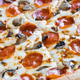 Close-up of mushroom and pepperoni pizza
